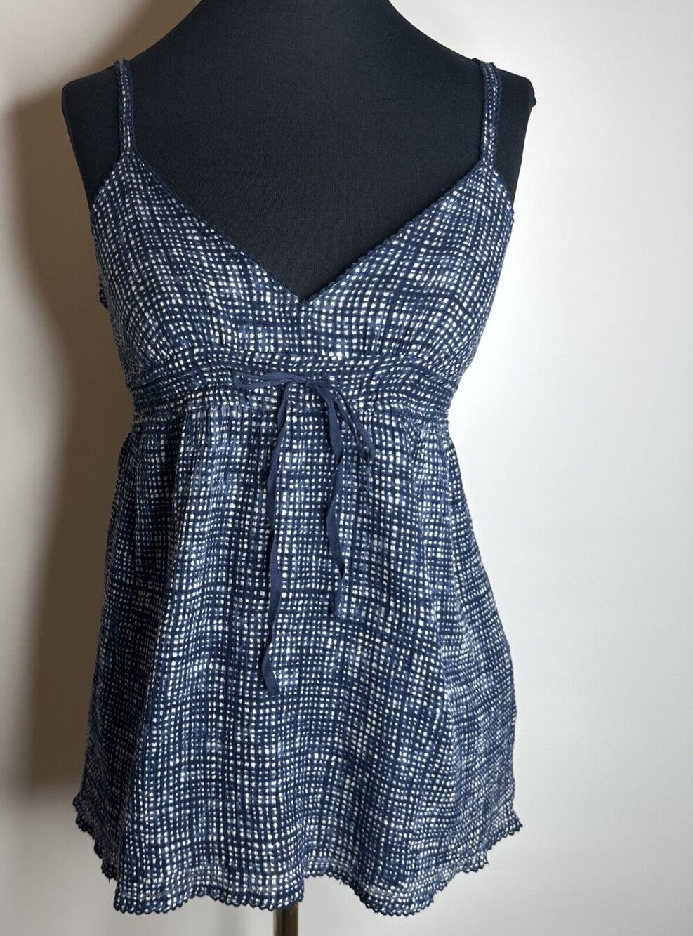 1969 Gap Jeans Limited Edition Navy Blue Lined Spaghetti Strap V Neck top SZ 2